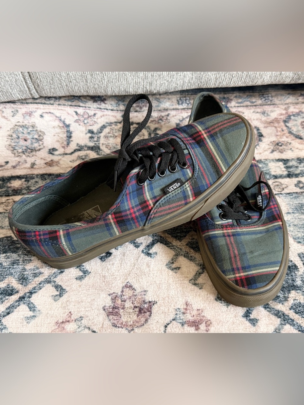 Vans Plaid Canvas Low-Top Sneakers - Green/Black